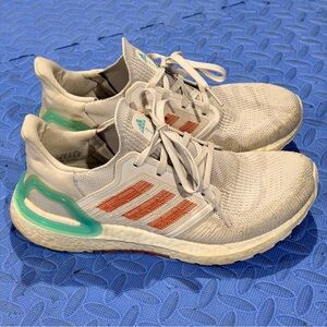 Adidas Ultra Boost Gray Coral Mint Running Shoes 9.5